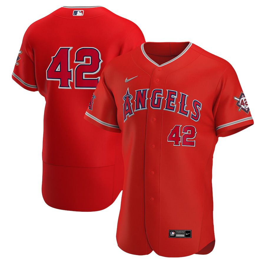 Mens Los Angeles Angels #42 Nike Red Alternate Jackie Robinson Day Authentic MLB Jerseys->los angeles angels->MLB Jersey